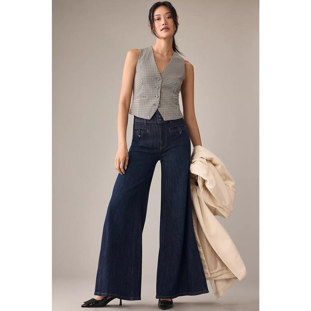 Pilcro Indigo High-Rise Wide Leg Jeans